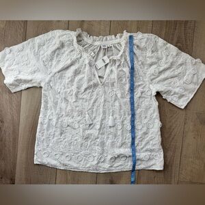 NWT GAP White Peasant Top Floral Embroidered 100% Cotton Boho Beach